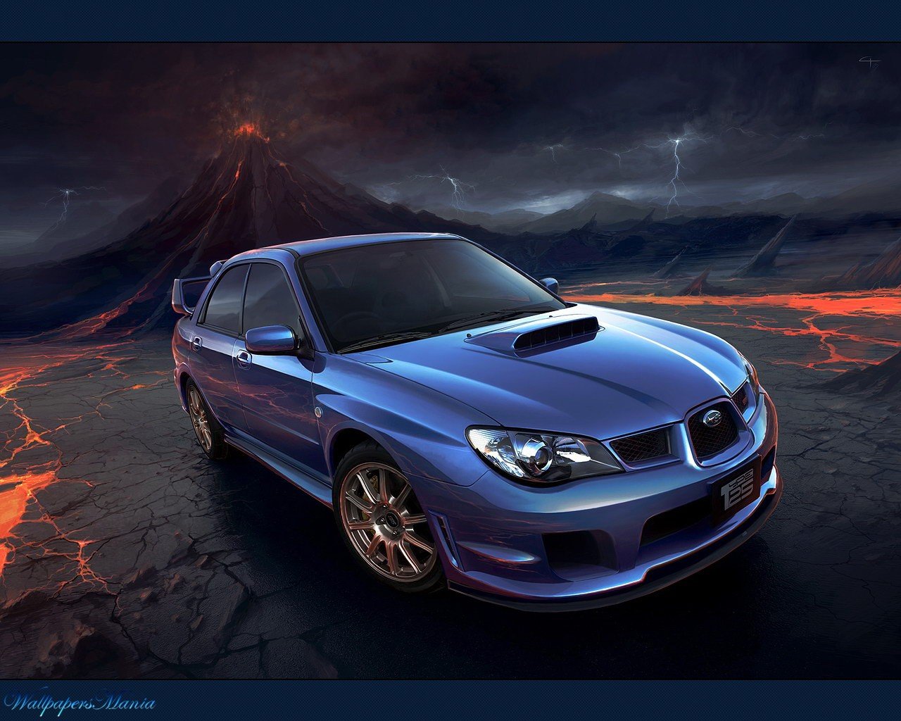 ubaru impreza car volcano lightning