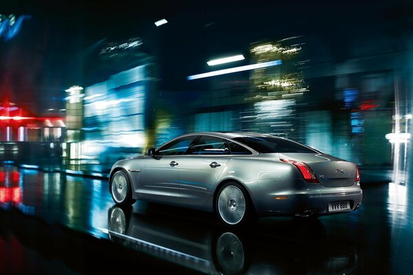 Jaguar brand car in motion