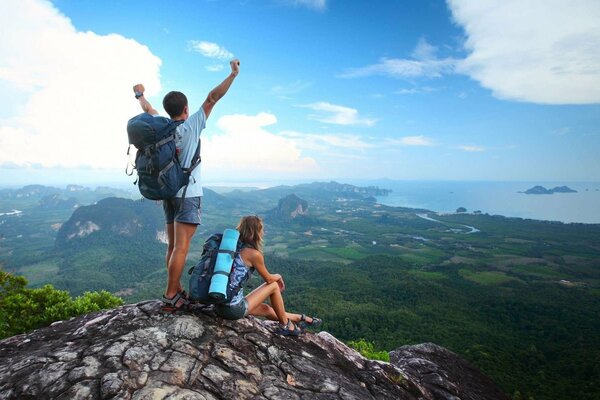 Two young people on the mountain