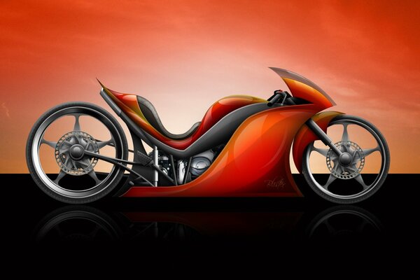 Drawing of a red sports motorcycle