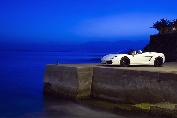 Lamborghini car on the seashore