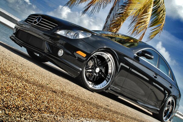 Mercedes nera su sfondo di Palma