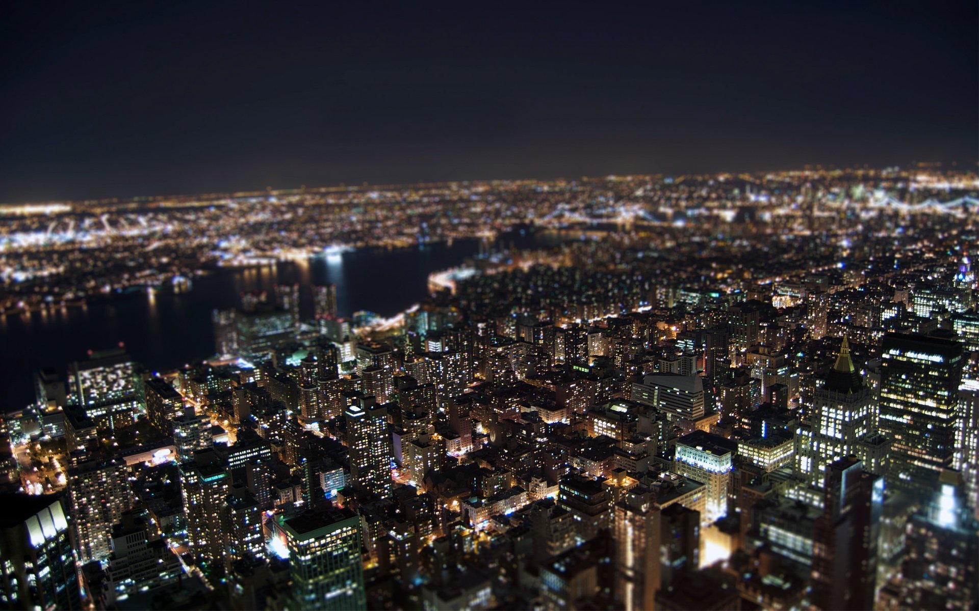 luci new york notte tilt-shift effetto