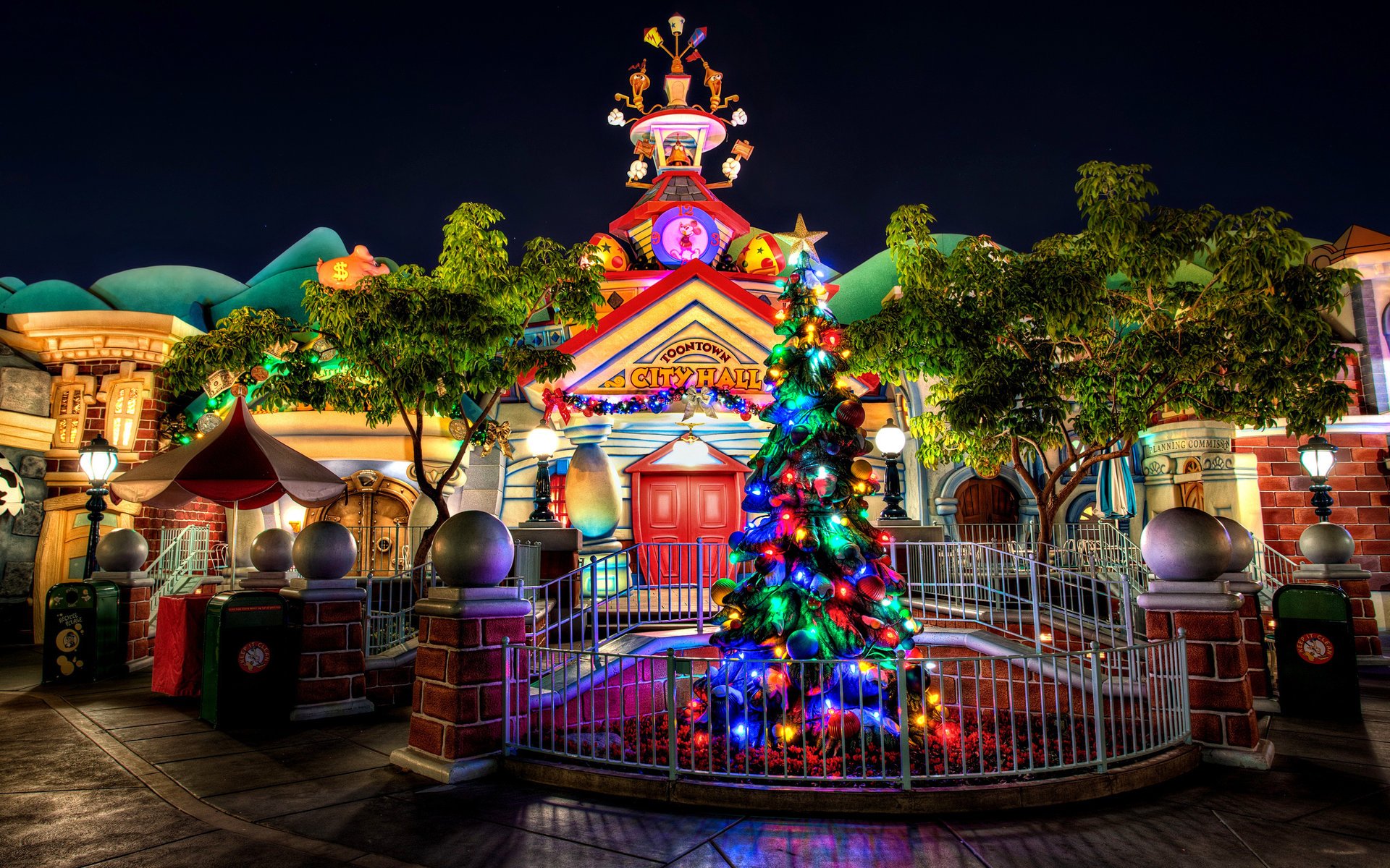 natale luci nuovo anno disneyland notte nuovo anno disney città