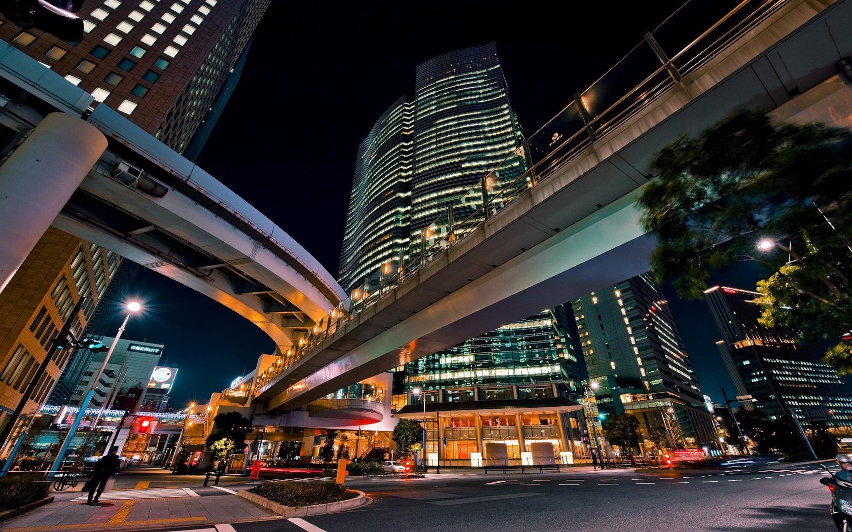 buildings road night