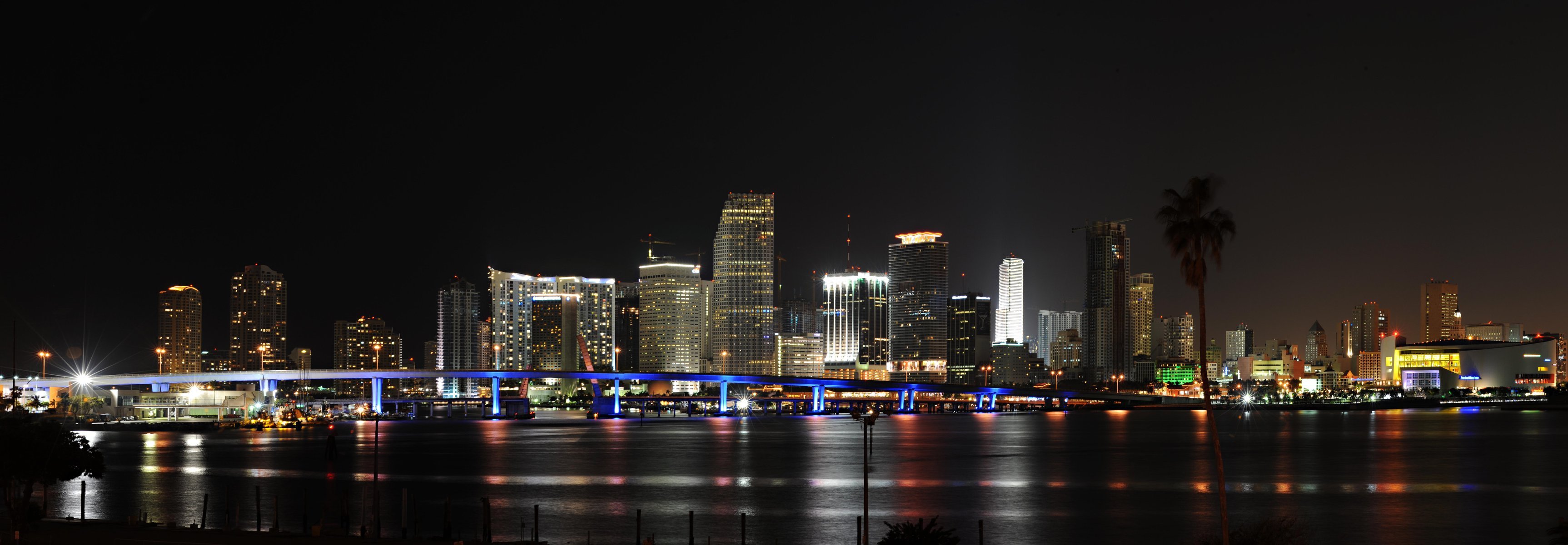 usa miami panorama night town