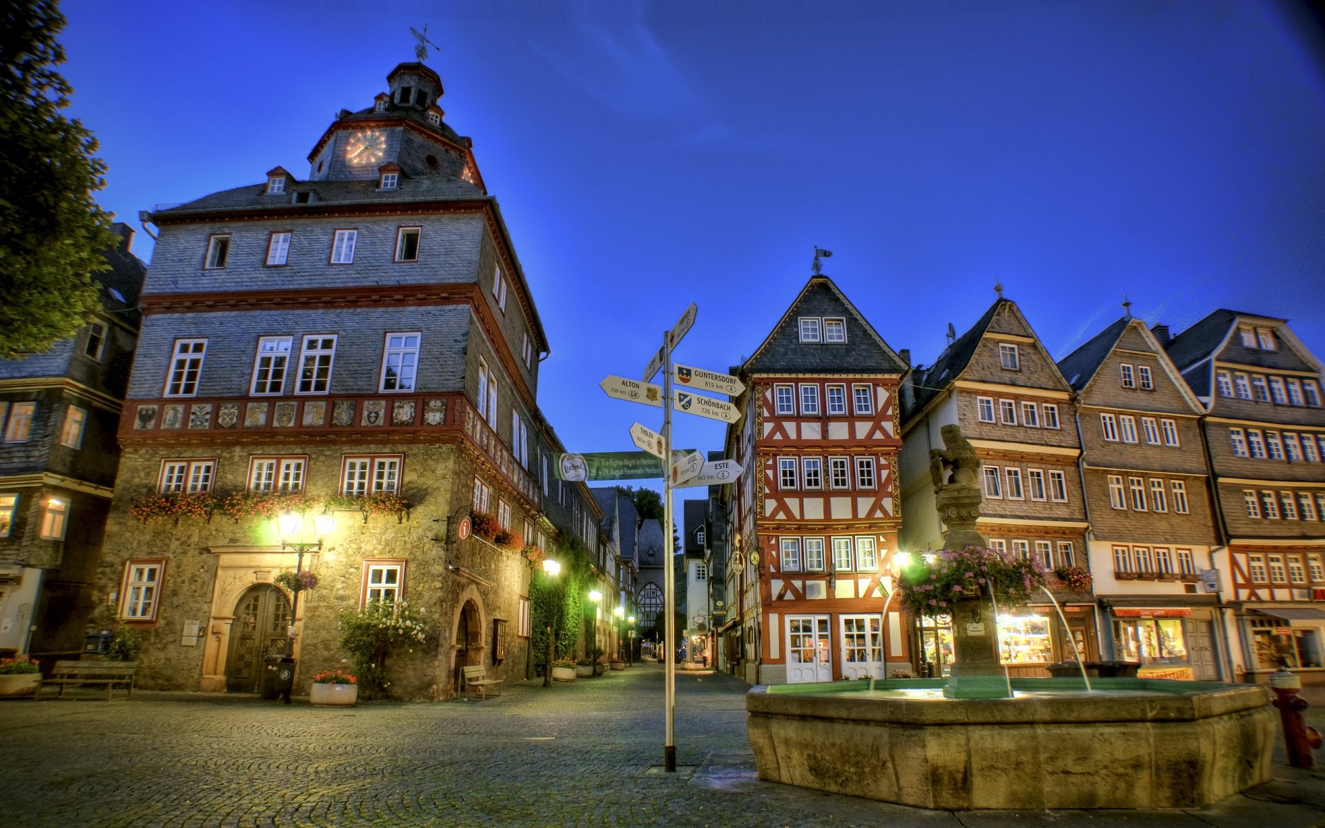 herborn mercado lugar alemania fuente noche hogar linternas puntero