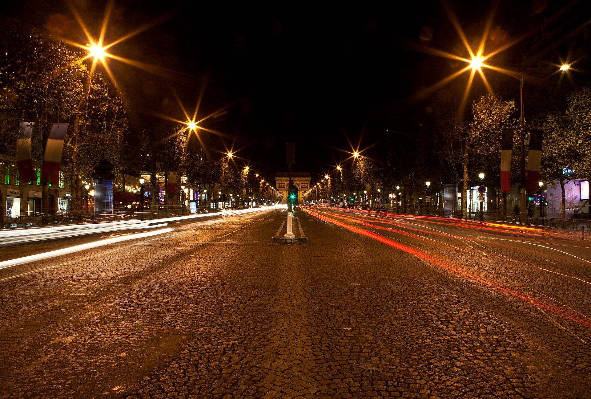 paris night lights road