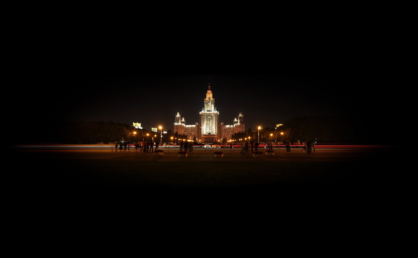 mosca università statale di mosca notte luci