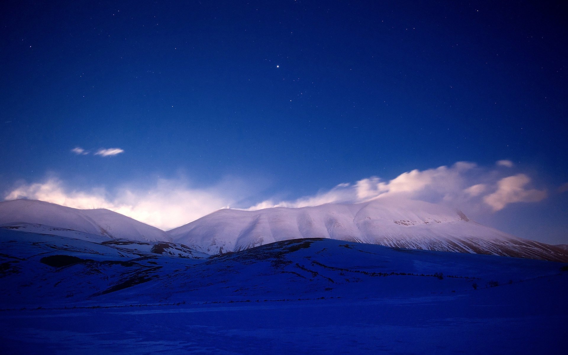 ciel montagnes neige ciel étoilé étoiles