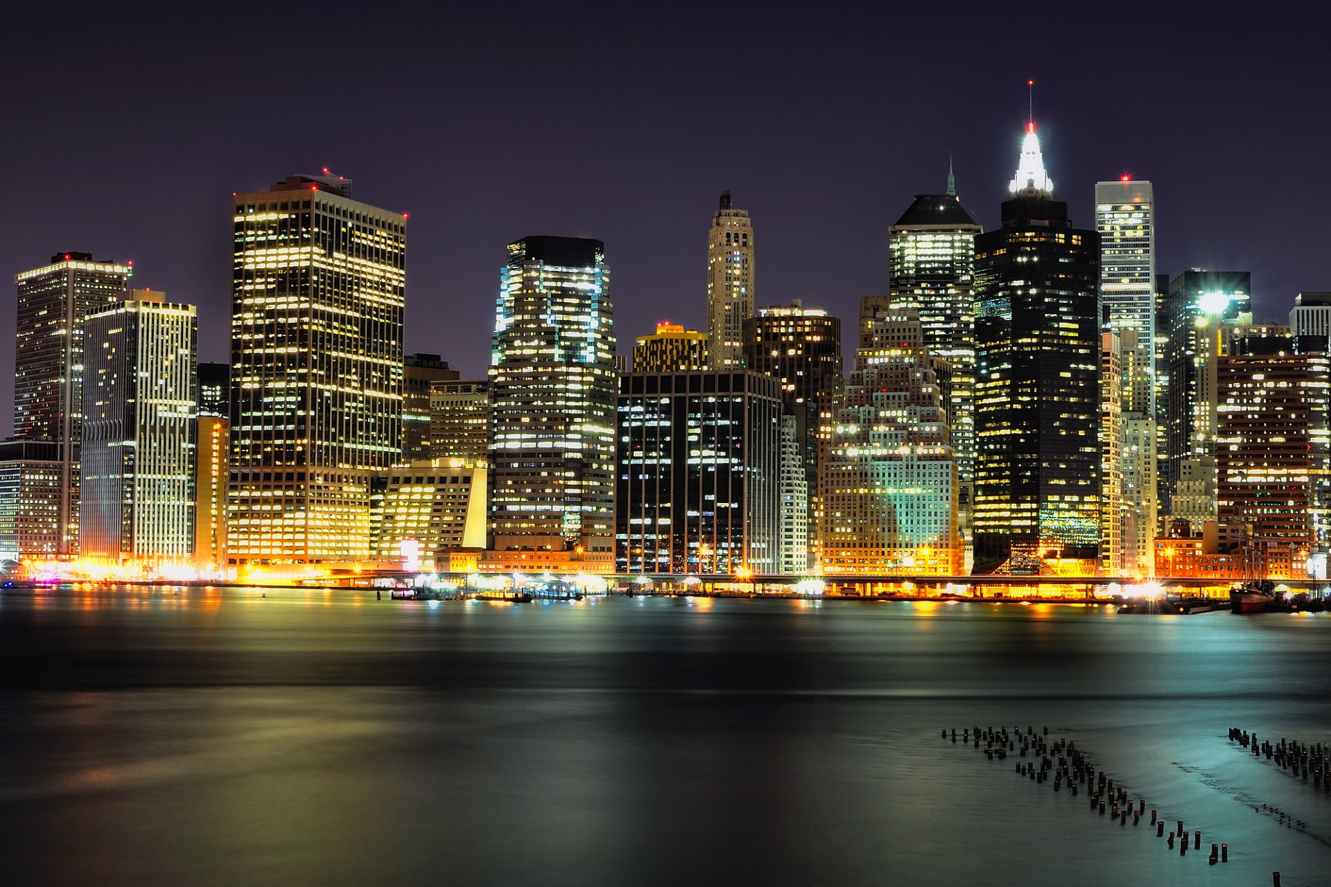 manhattan nacht kolumbien höhen brooklyn new york wolkenkratzer lichter