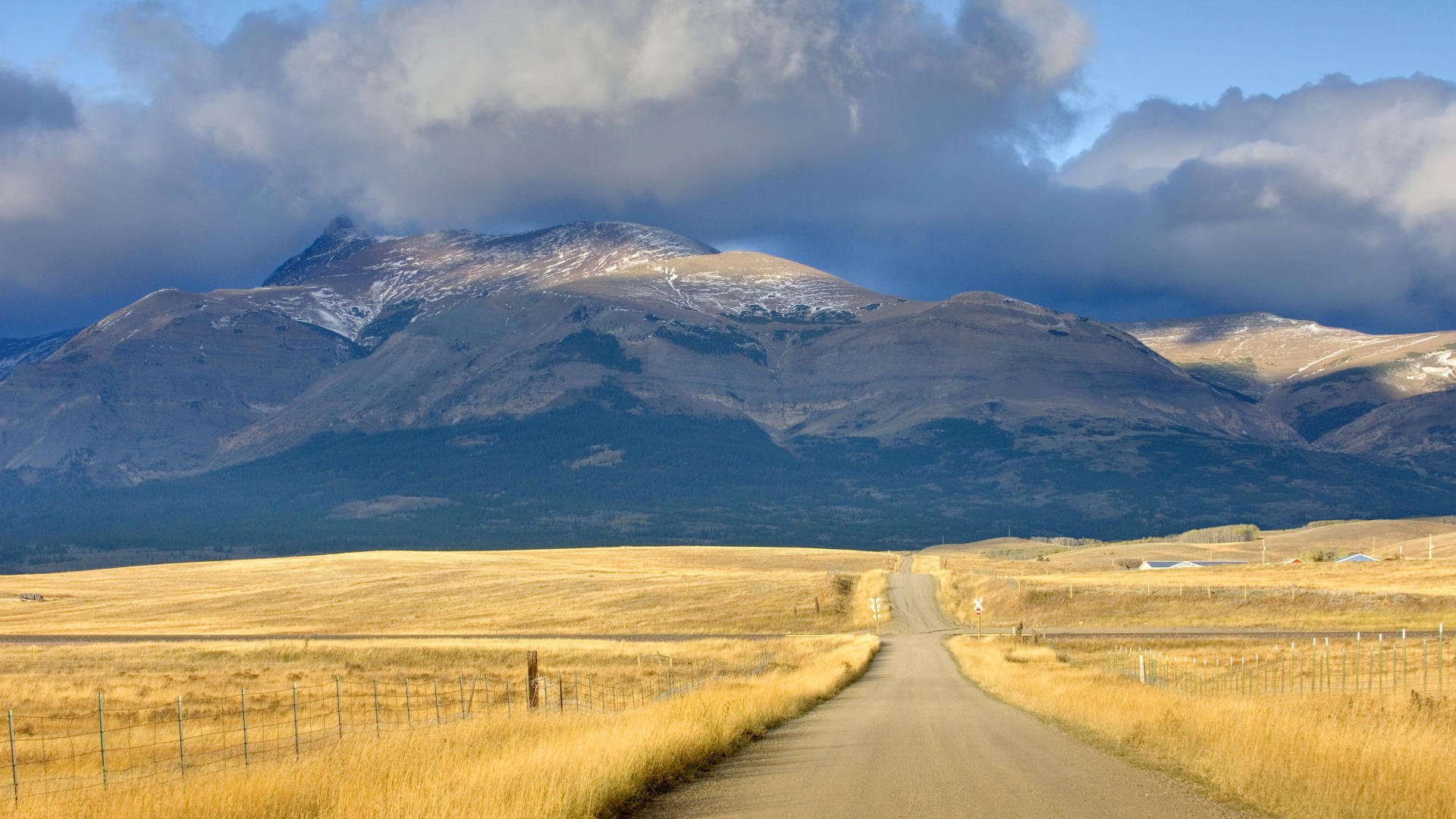 road mountains clouds nature