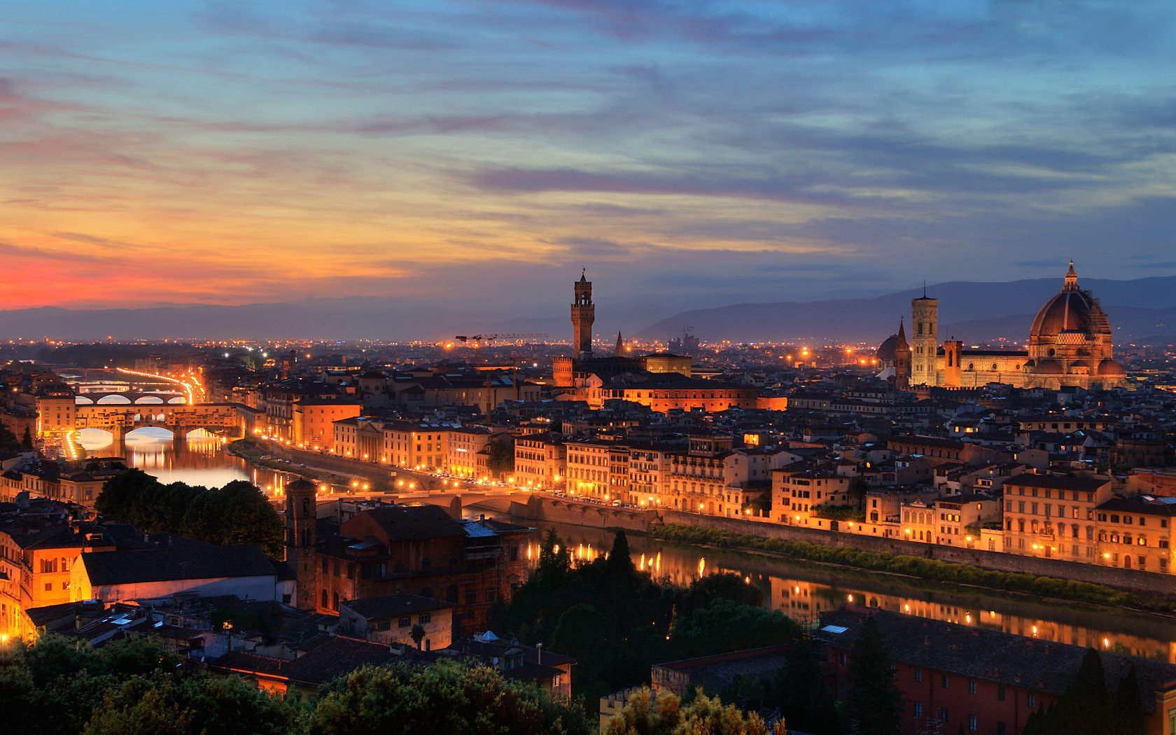 notte città tramonto