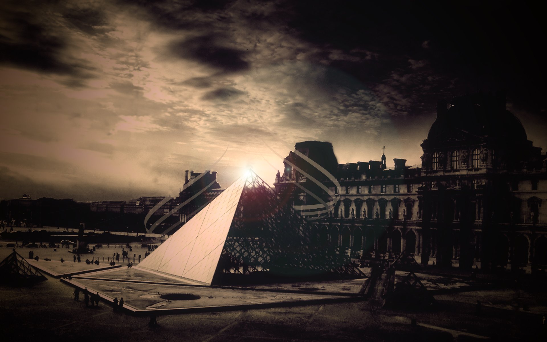 louvre pyramide linien himmel