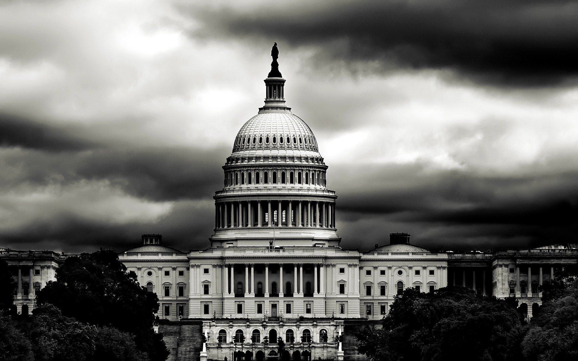 white house capitol black and white