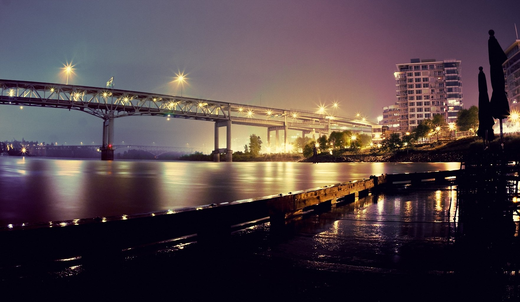 portland oregon rivière pont nuit lumières