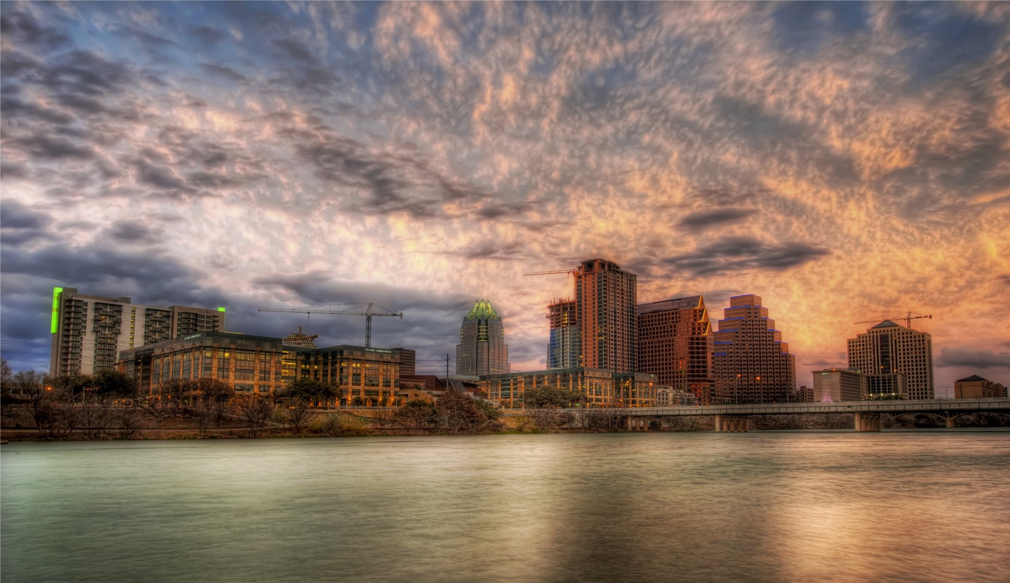 austin sunset river cloud