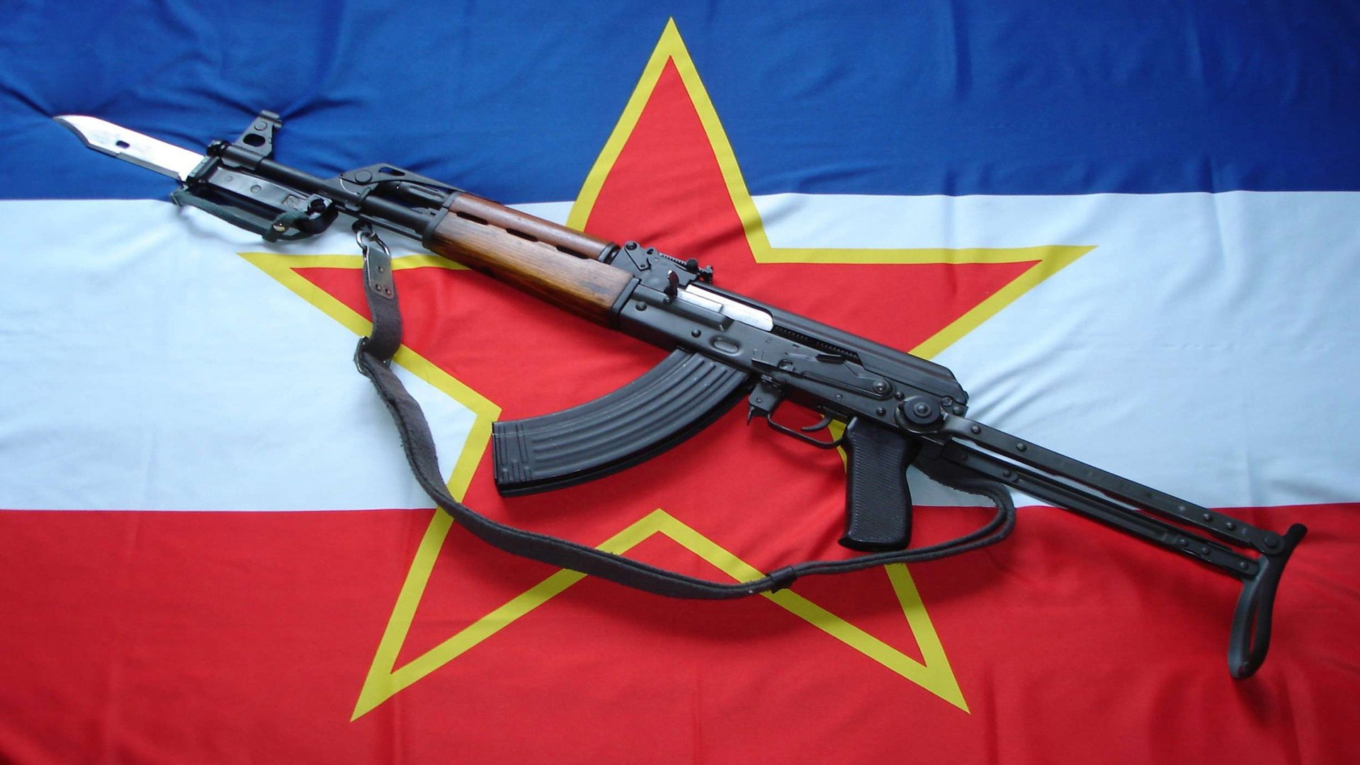 flag bayonet star machine yugoslavia weapon