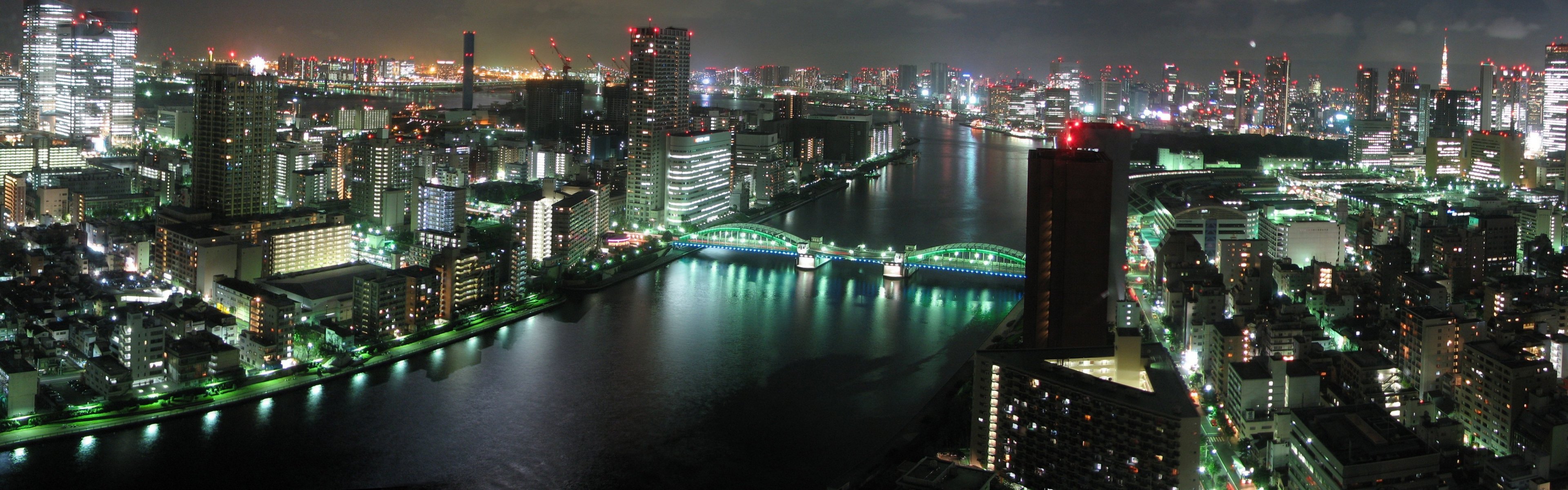 tokyo japan river bridge night