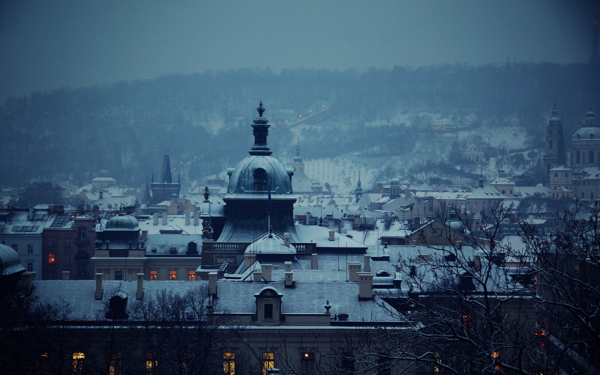 ville hiver bleu