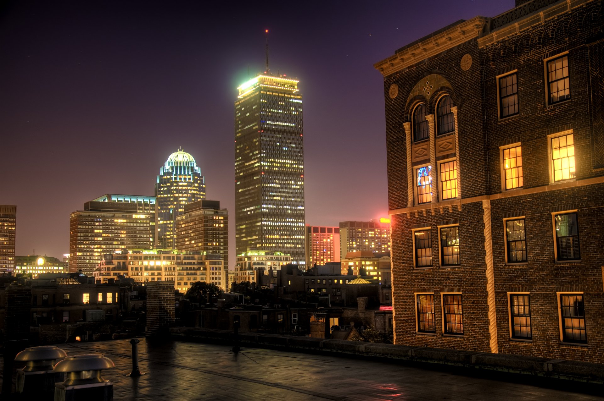 prudential center night boston house window