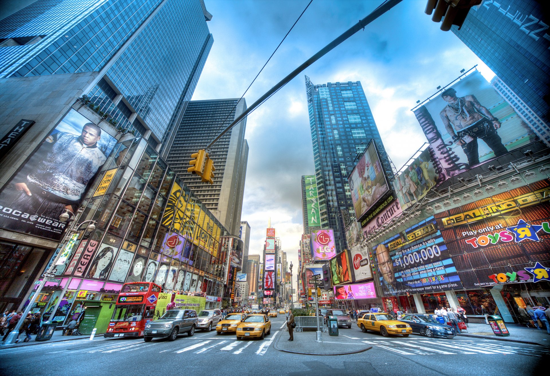 nueva york cruce de caminos rascacielos personas coches