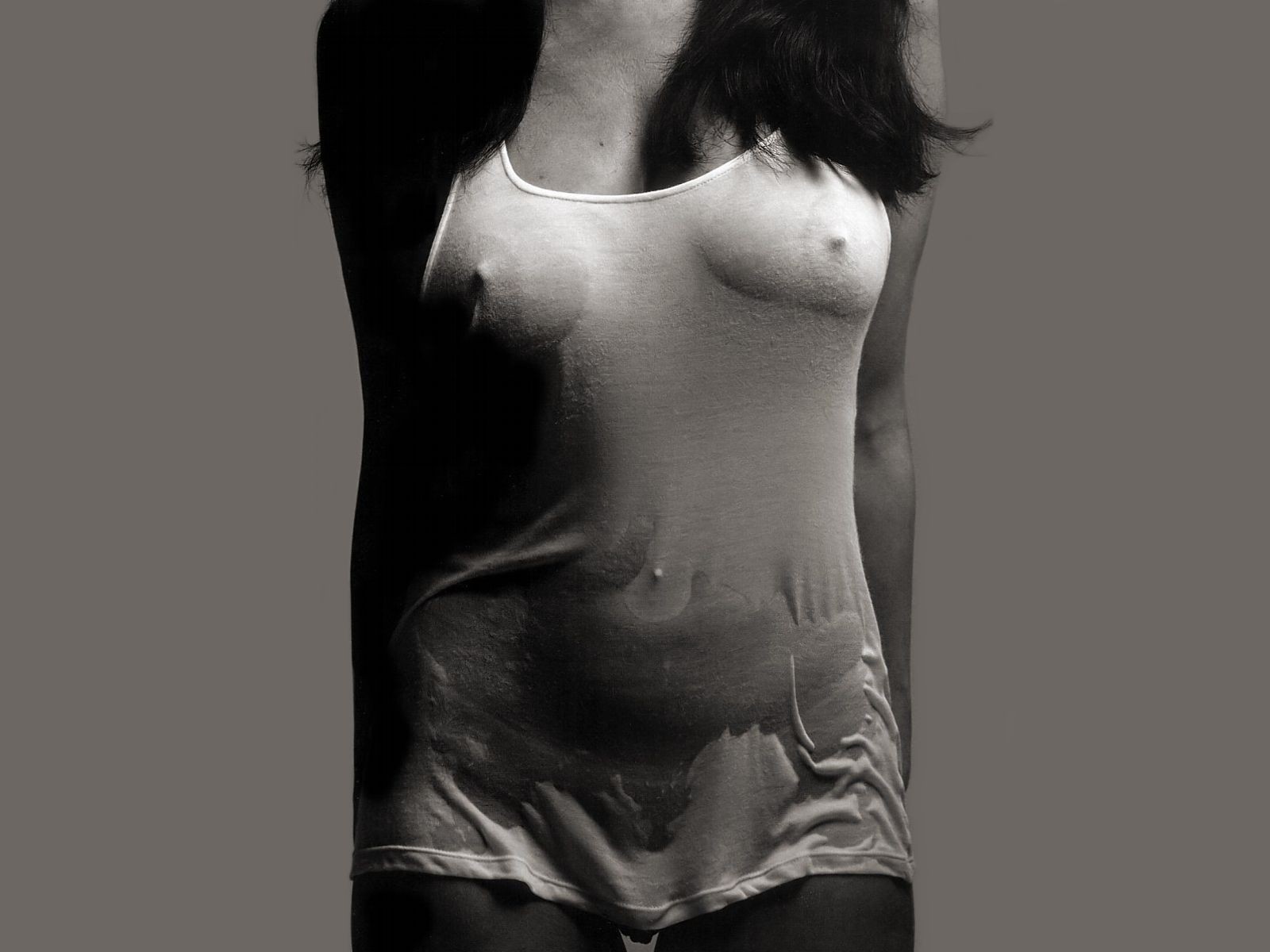 wet t-shirt black and white breast