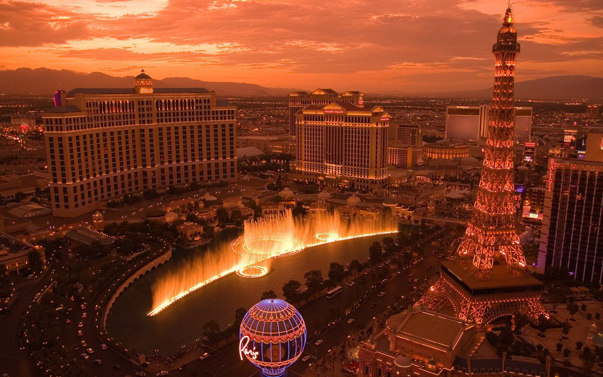 las vegas fuente luz espectáculo casino copia eifel torre