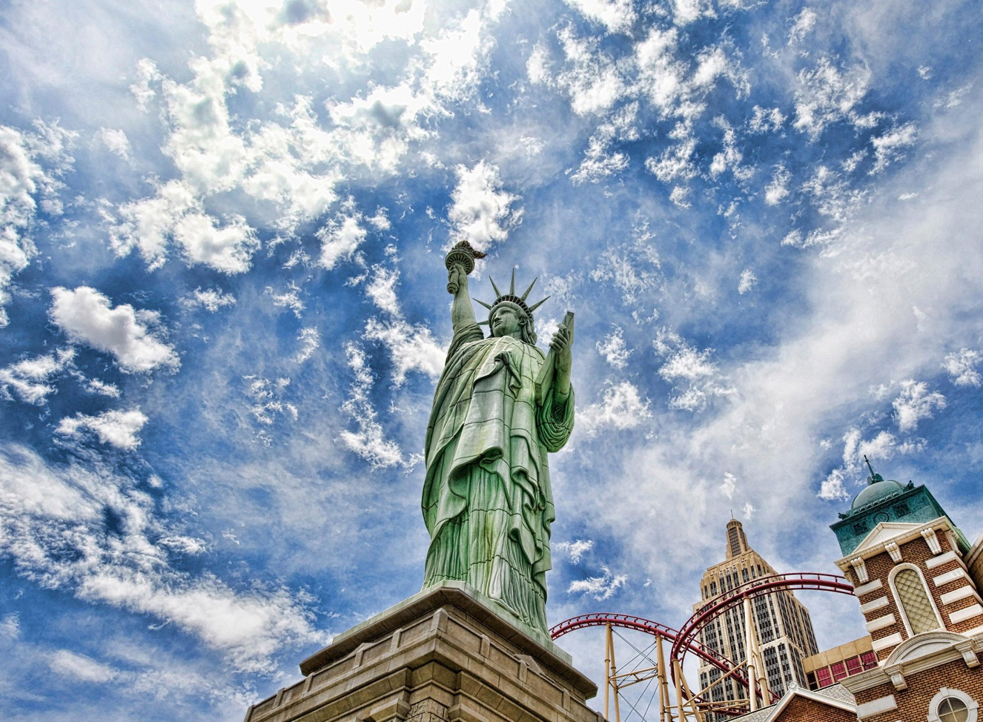 united states america statue of liberty sky