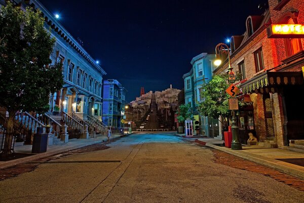 Streets of the night city of San Francisco