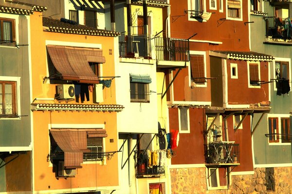 A house with a multicolored wall