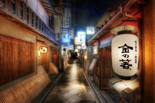 Bright lights on a Japanese street