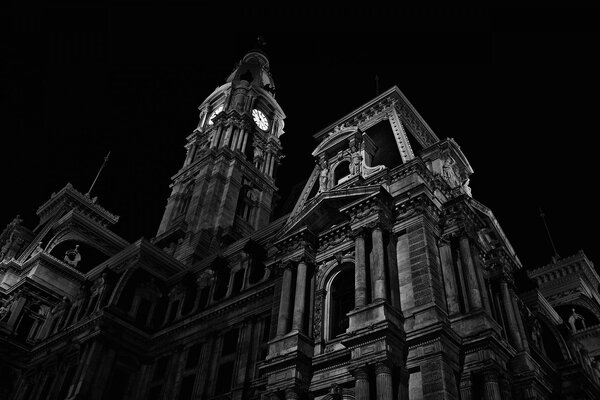 Gothic style chapel in black and white