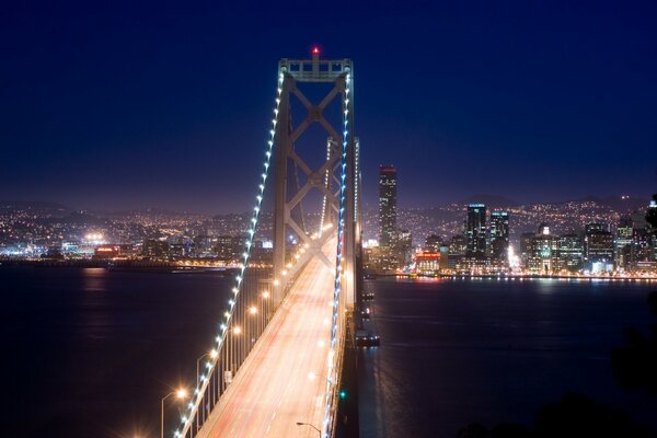 Bridge on the background of the night city