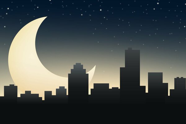 Imagen noche de Luna en la ciudad