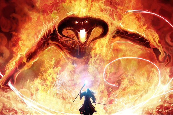 Imagen de la película el Señor de los anillos el demonio con la espada