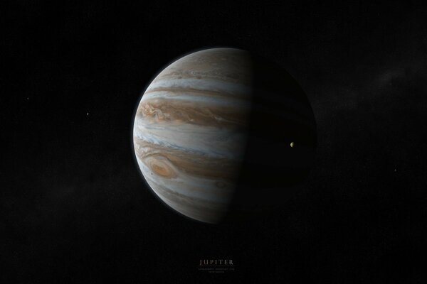 Der Planet Jupiter im schwarzen Kosmos