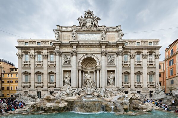 Trevi Fountain in Rome. Building