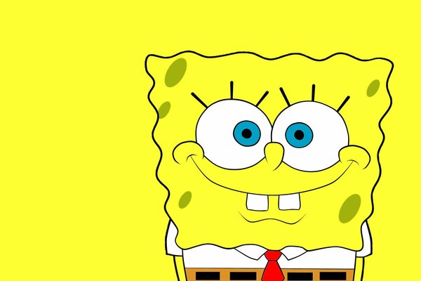 Bob esponja de dibujos animados amarillo con ojos redondos