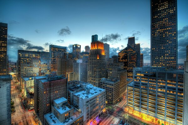 Edificios de Houston al atardecer