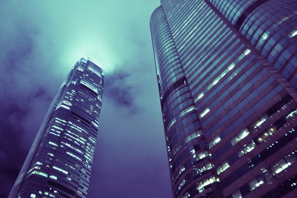 The top of the skyscraper was plunged into fog