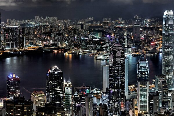 Collage of the big city at night