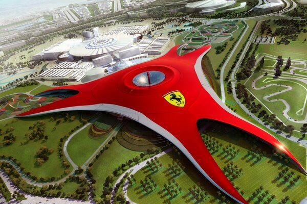 Дубай Ferrari world вид с высоты птичьего полета