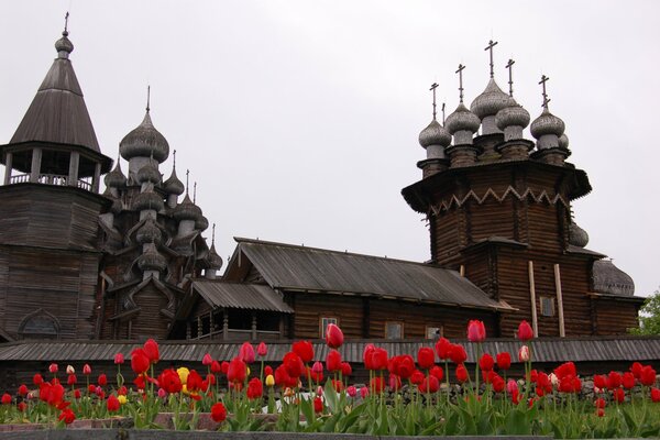 Old Russia decorated with flowers