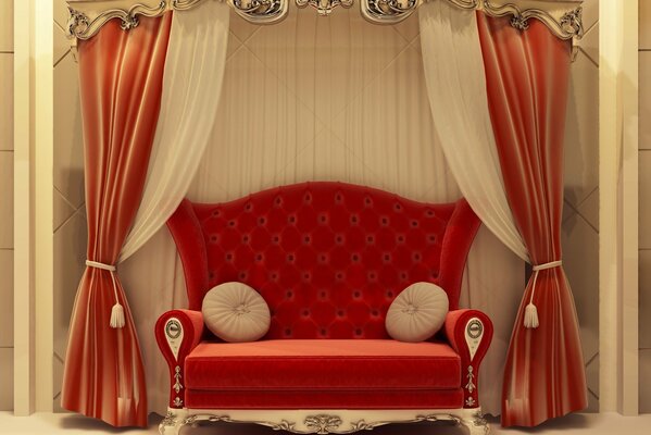 Rotes barockes Wohnzimmer-Sofa