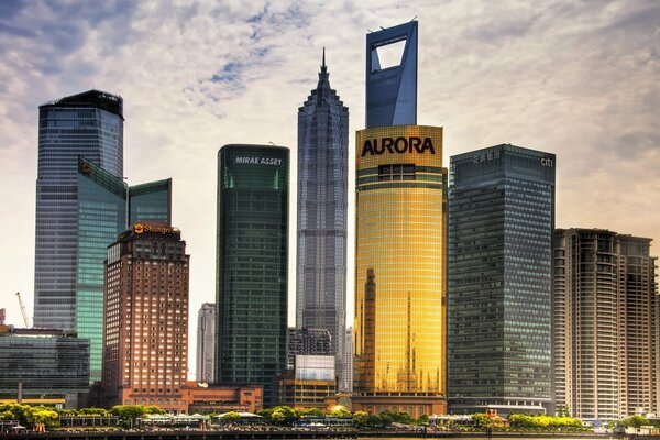 Multicolored high-rise buildings of China