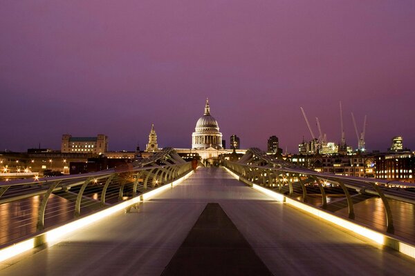 Night Bridge city lights and Cathedral