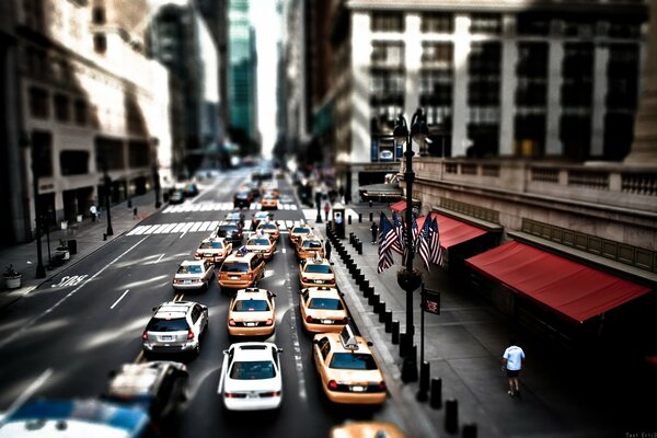 Taxis stehen in New York im Stau