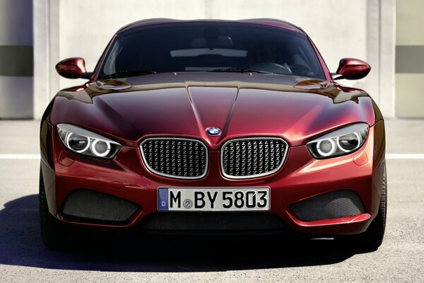 Bmw in red stylish car