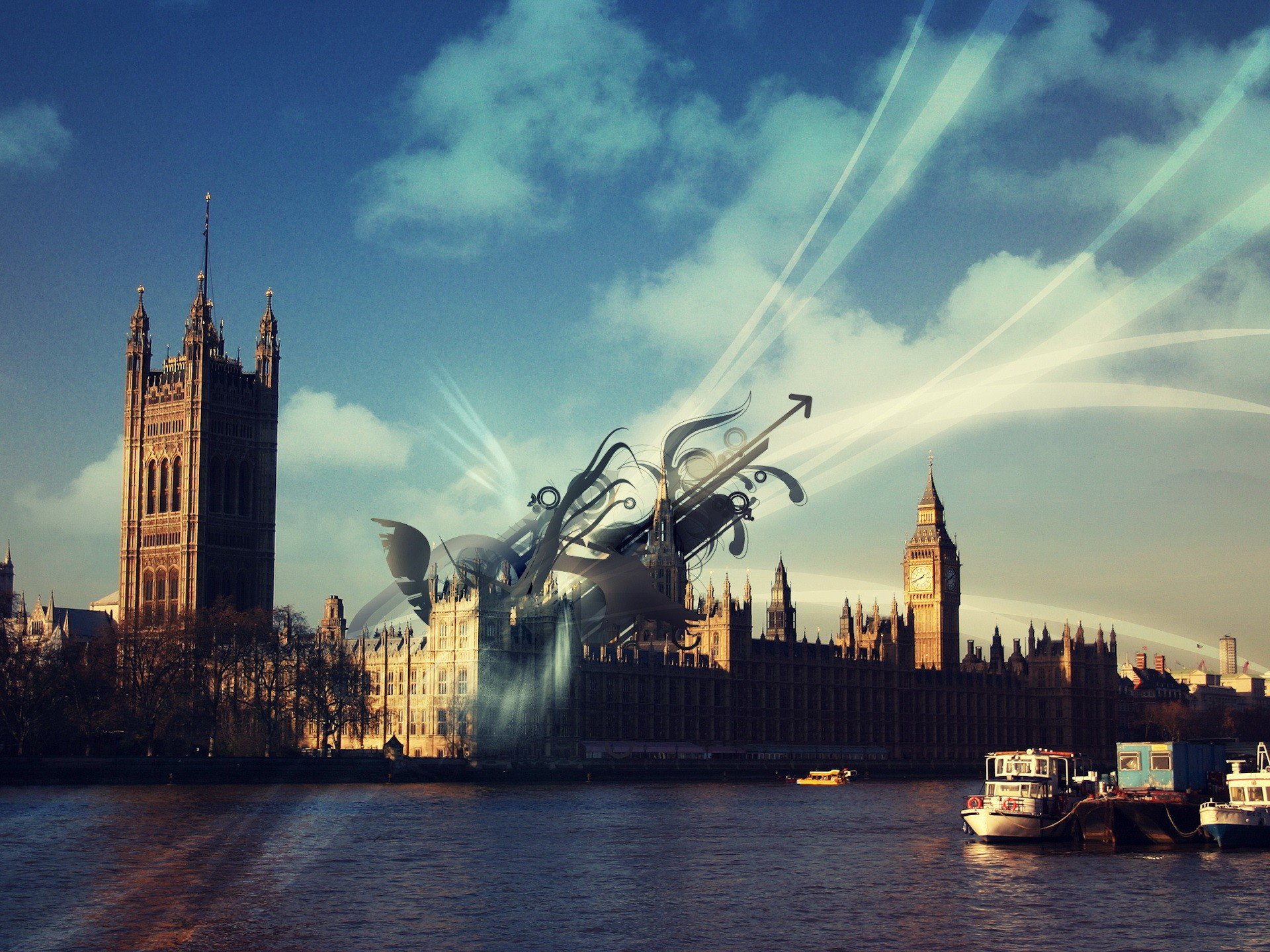 london england thames big ben processing